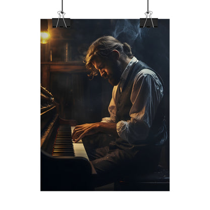 Mysterious Piano Maestro: Musical Artwork - Poster