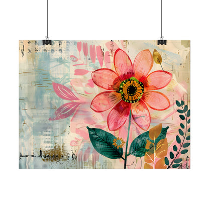 Blooming Growth: Whimsical Flower Art - Poster