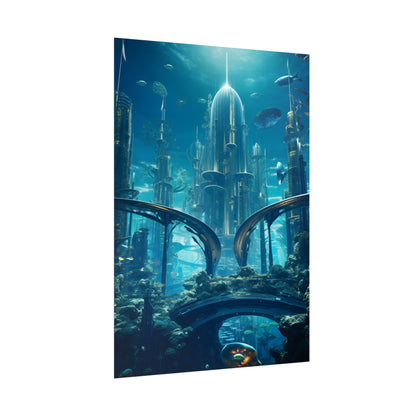 Underwater City of the Future: Sleek Modern Architecture - Poster