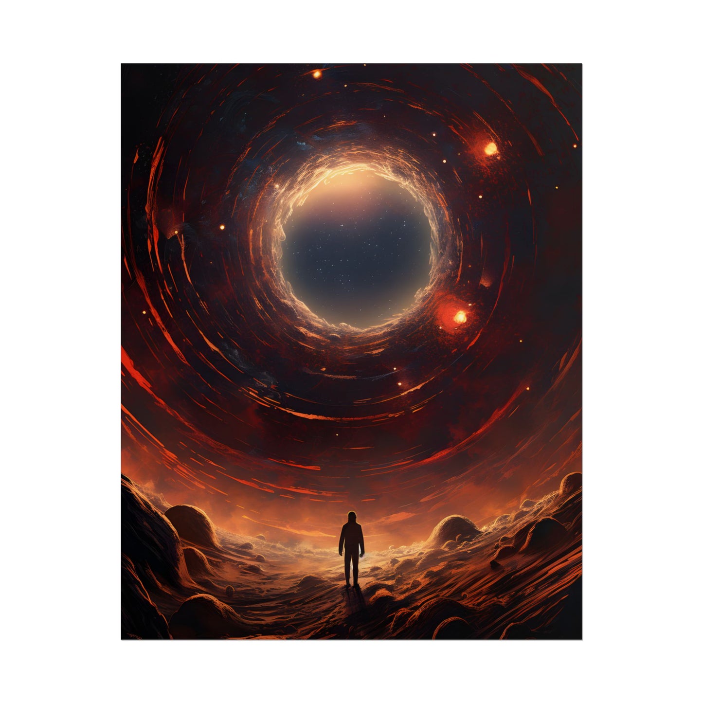 Black Hole Cosmic: A Realistic Digital Artwork of a Planet in Orbit - Poster