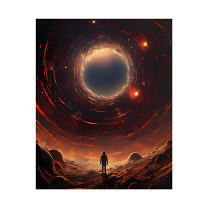 Black Hole Cosmic: A Realistic Digital Artwork of a Planet in Orbit - Poster