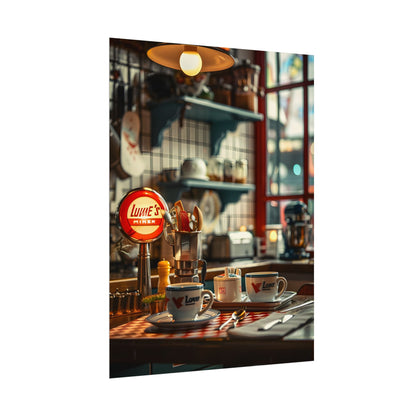 Retro Warmth: Cozy Lukes Diner Coffee Scene Art - Poster