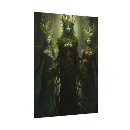 Mystical Forest Guardians: Ancient Tree Spirits Digital Art - Poster