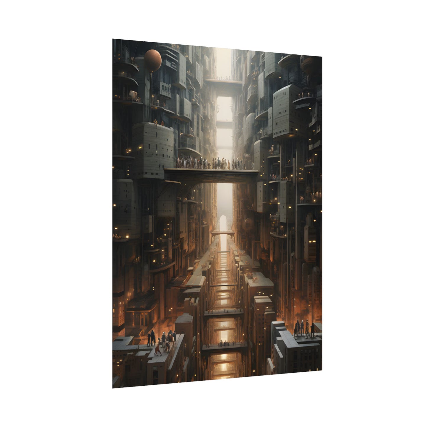 Futuristic City of Perfection: Modern Skyscrapers under Neon Lights - Poster