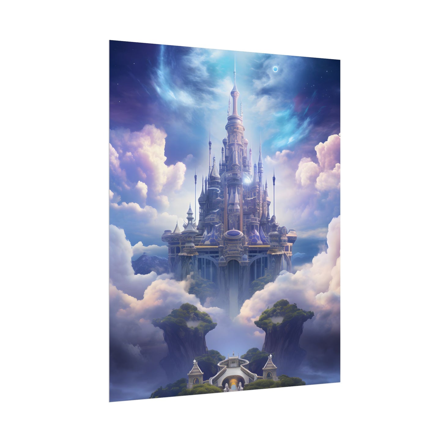 Celestial Fantasy Floating City: Dreamlike Artwork - Poster