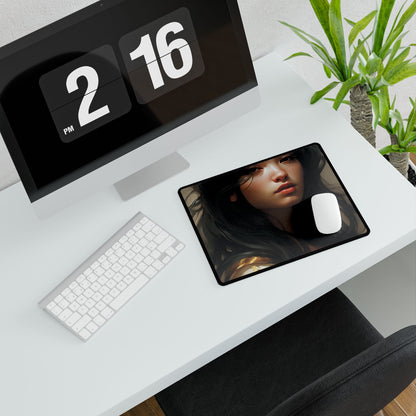 Astonishing Black Haired Portrait: Digital Artwork - Desk Mat