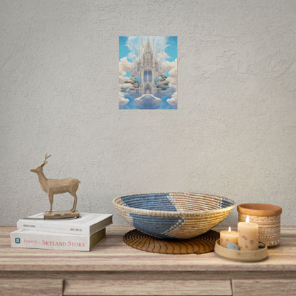 Floating City in Celestial Clouds: Fantasy Artwork - Poster