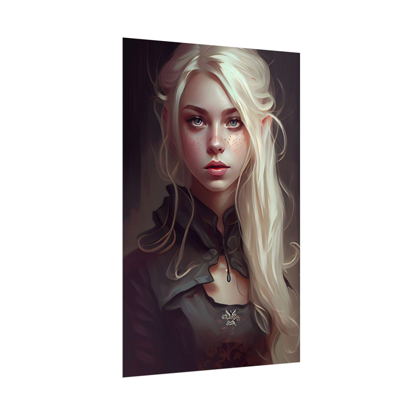 Blonde Portrait: Elegant Woman in Black Dress - Poster
