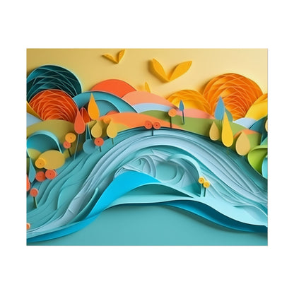 Magical Peaceful Beach: Paper Quilled Serenity - Poster