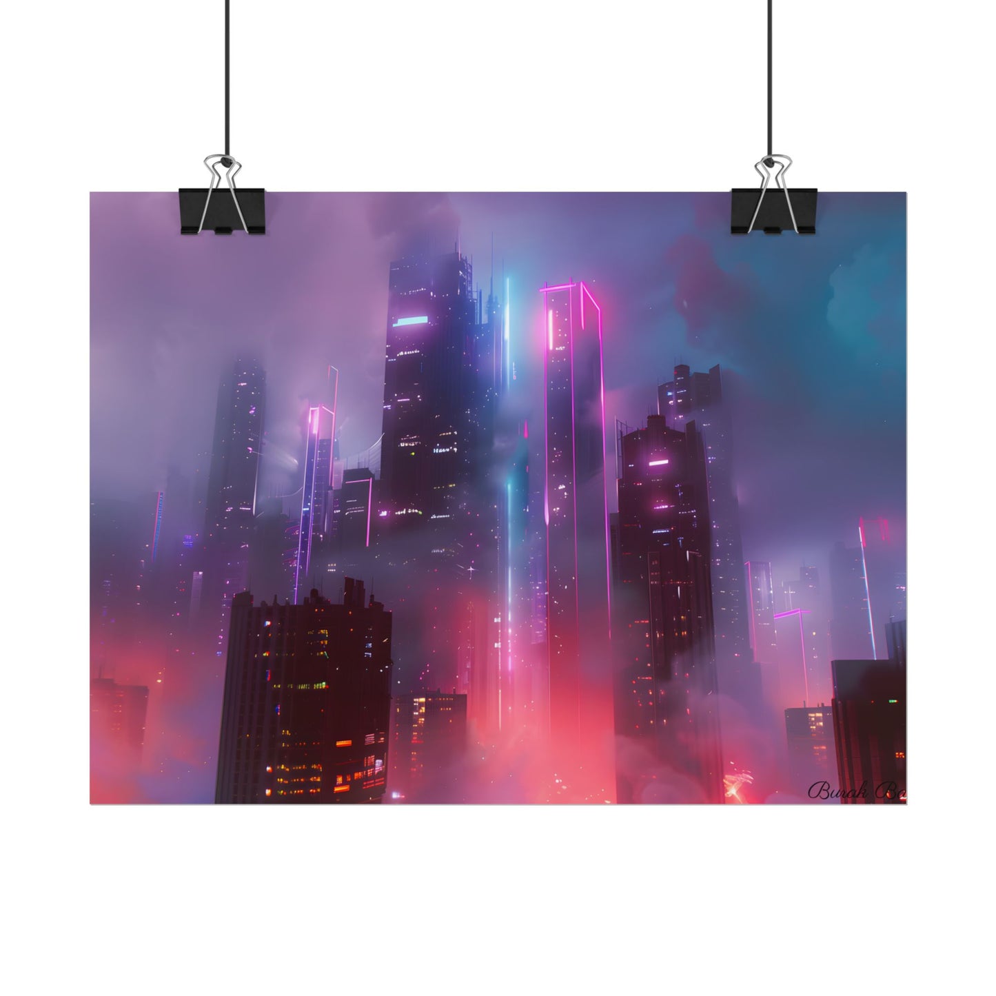 Futuristic Cityscape: Neon Dreams in the Urban Sky - Poster