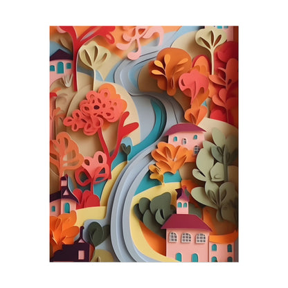 Intricate European Landscape: Paper Quilling Artwork - Poster