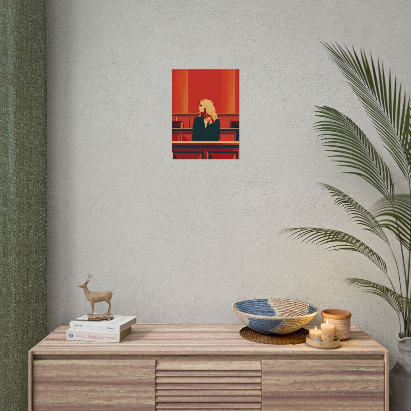 Elegant Woman in White: Modern Art Portrait - Poster