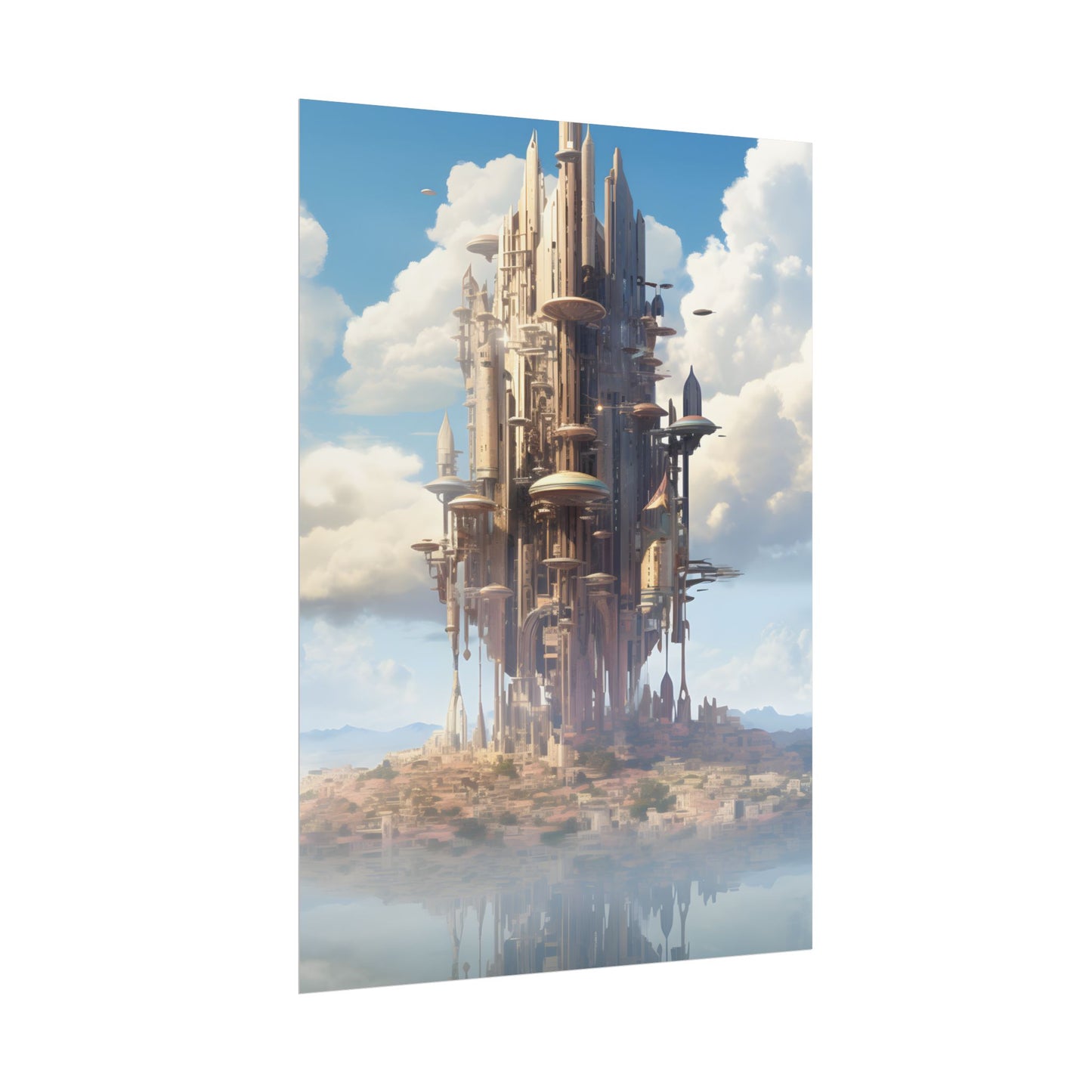 Breathtaking Floating Cityscape: Columbia 6 Digital Art - Poster