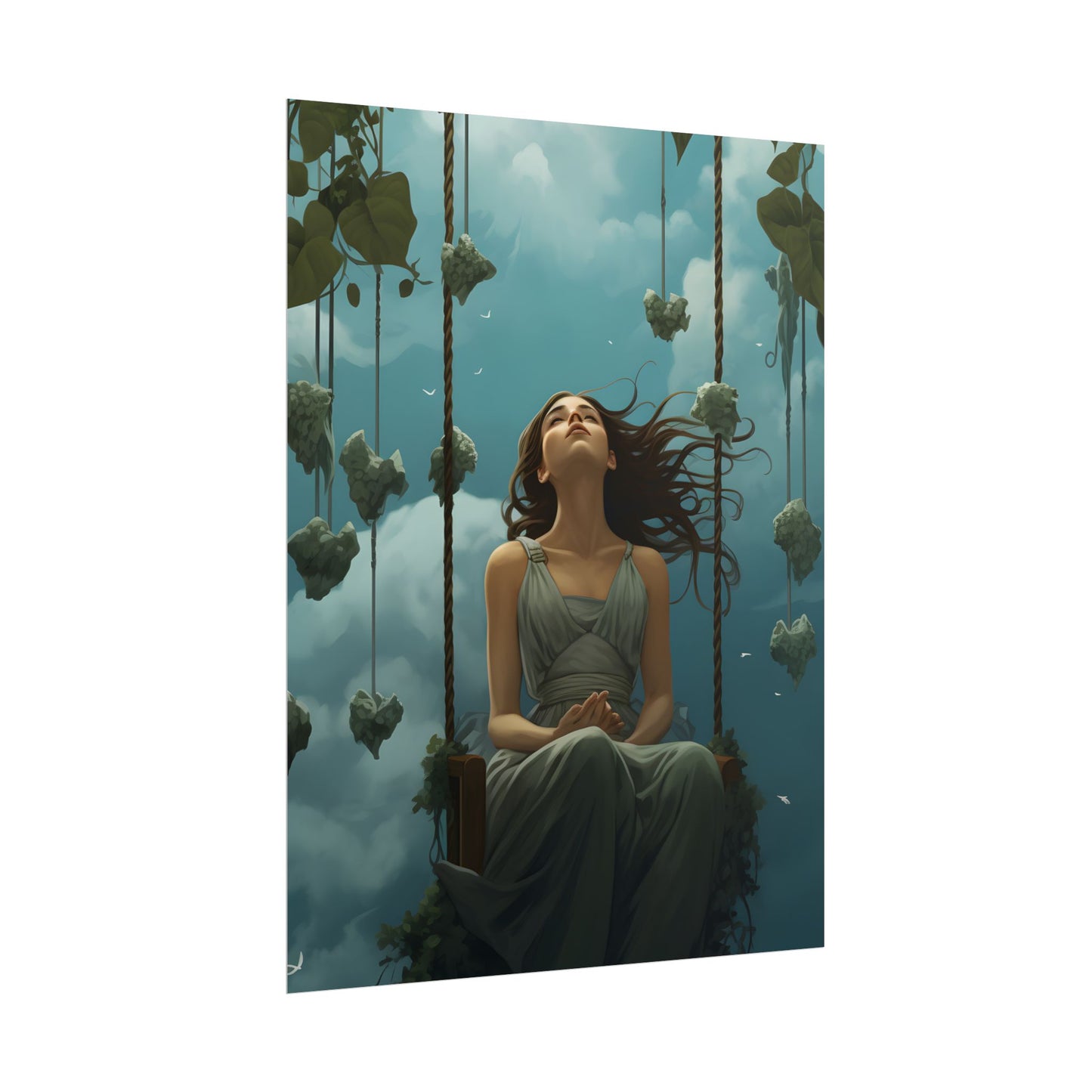 Person at Desk with Laptop: Digital Artwork - Poster