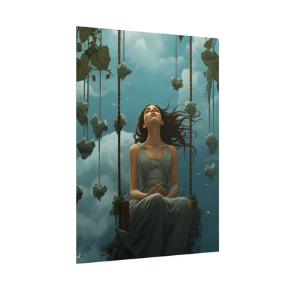 Person at Desk with Laptop: Digital Artwork - Poster