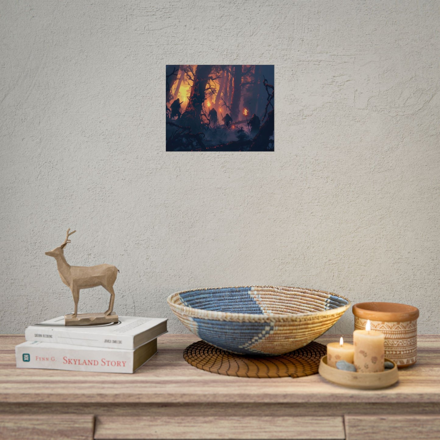 Forest Gathering at Sunset: Peaceful Woodland Scene - Poster