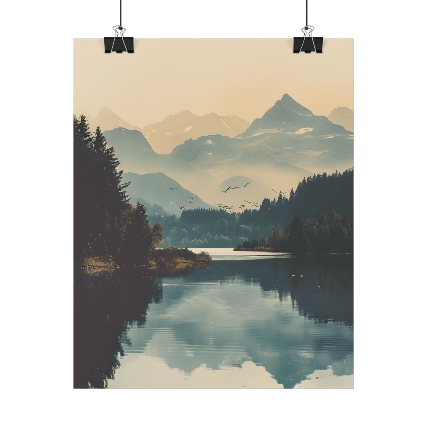 Serene Mountain Lake Aerial: Birds Eye View Artwork - Poster