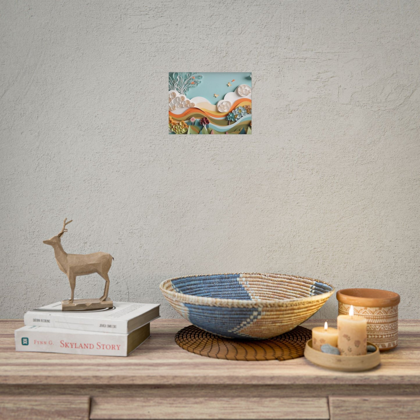 Peaceful Beach Serenade: Paper Quilling Art - Poster