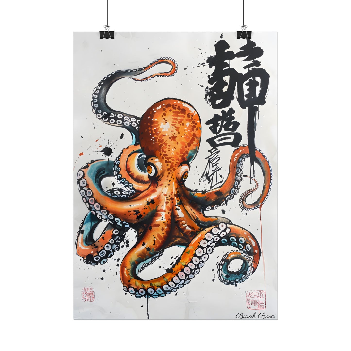 Japanese Ukiyo-e Octopus: Traditional Artwork Print - Poster