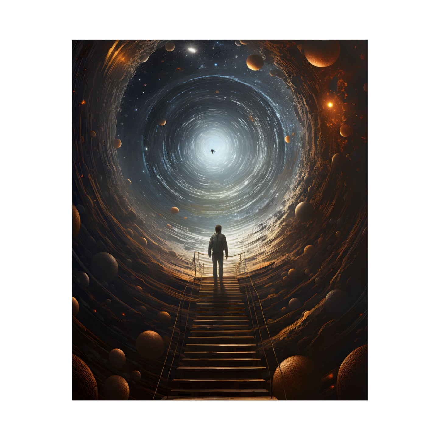 Space-Time Explorer: Intrepid Journey in Black and White - Poster