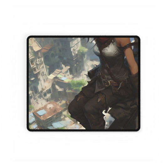 Anime Fantasy Bird's Eye View: White Feathers Digital Art - Desk Mat