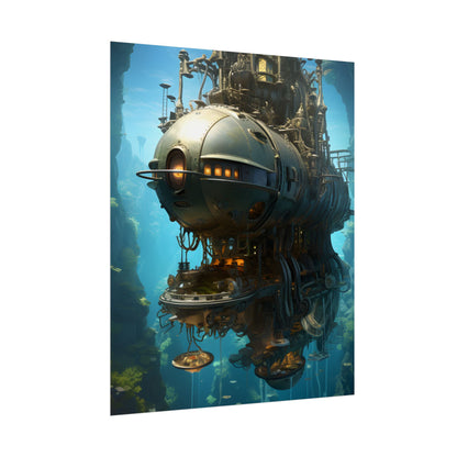 Steampunk Oceanic Adventure: Crew Sails the Horizon - Poster