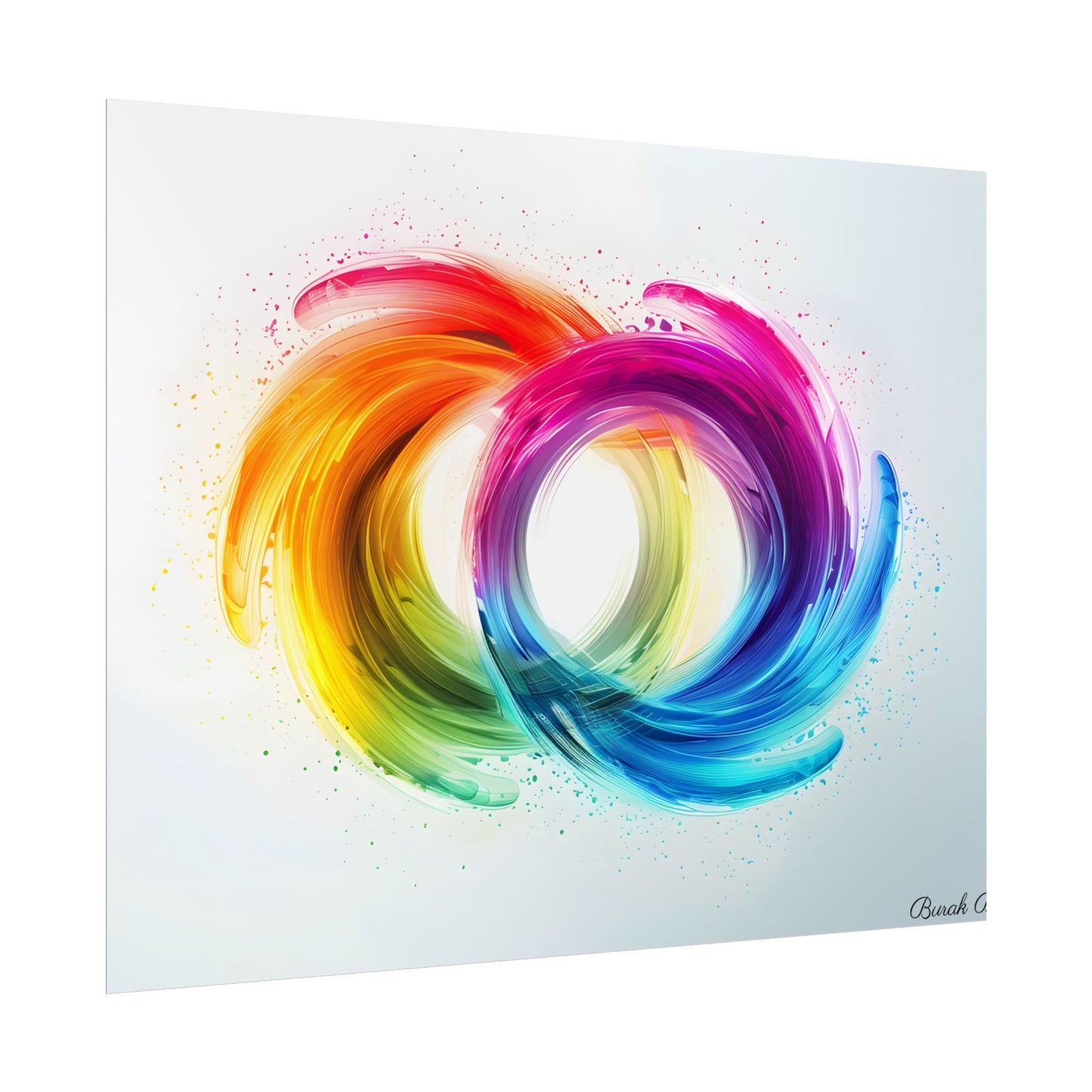 Swirling Colors: Gradient Artwork with Red, Blue, and Yellow Circles - Poster