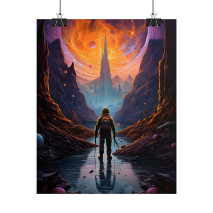 Futuristic Explorer in Wilderness: Sci-Fi Artwork - Poster