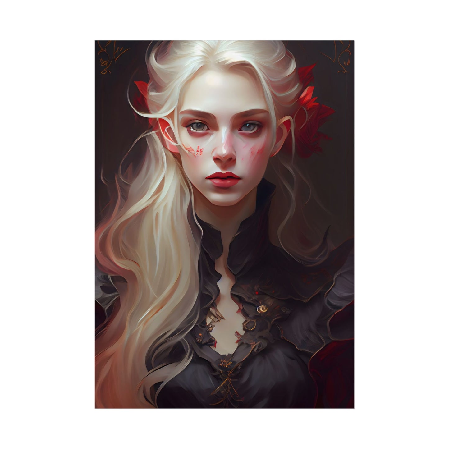 Beautiful Blonde Portrait: A Stunning Female in Black Top - Poster