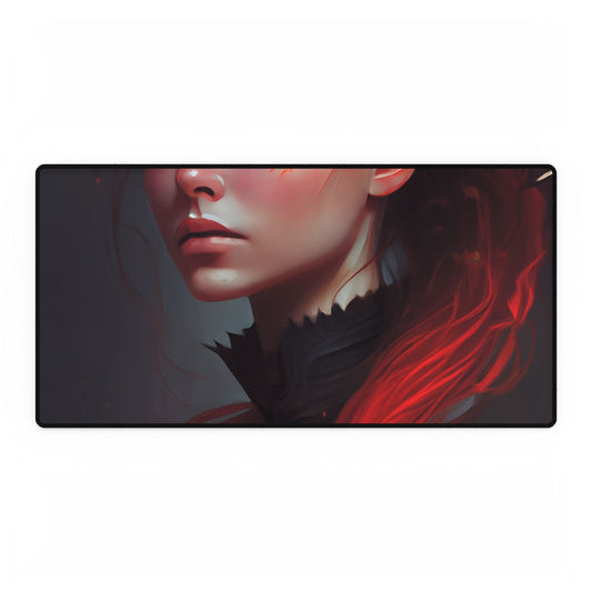 Serene Female Portrait: Red Hair Artwork in Elegant Dressing - Desk Mat