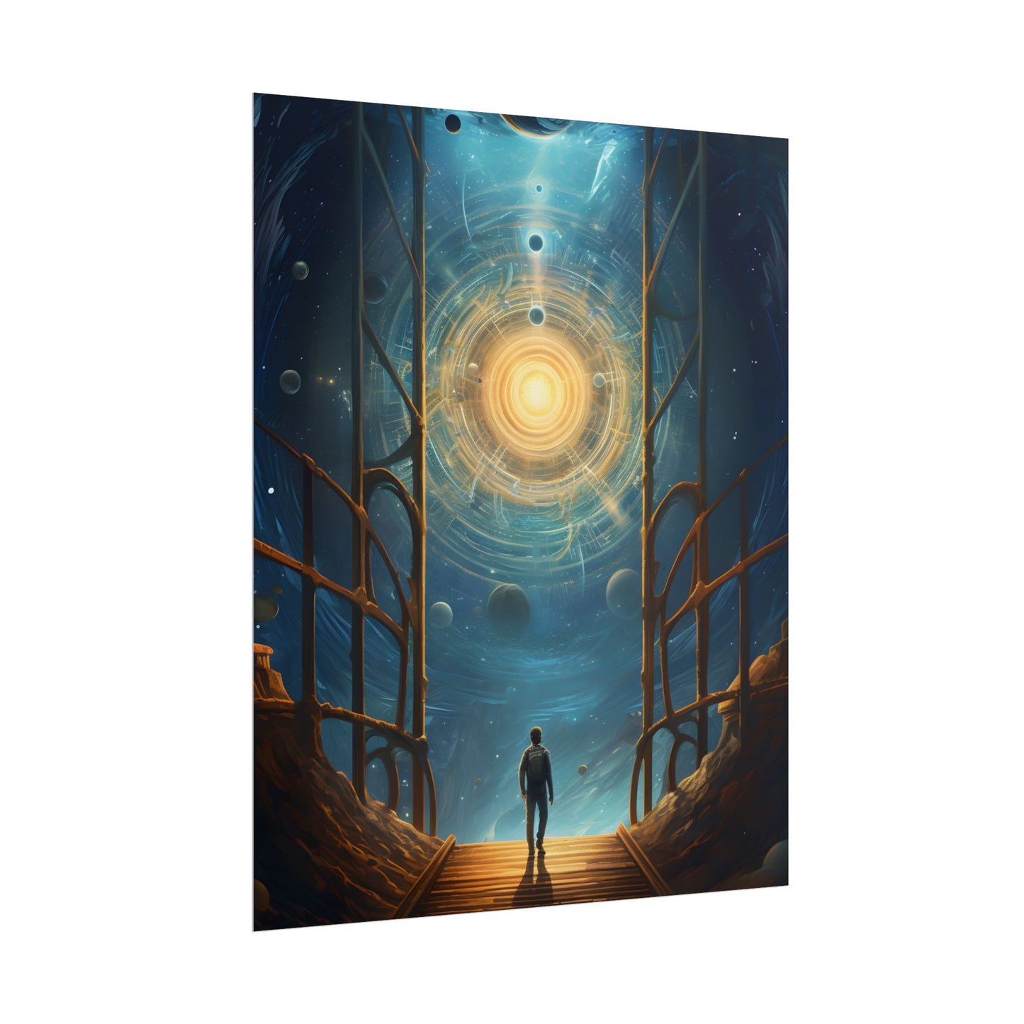 Space Explorer's Journey: Sleek Spacecraft in Stellar Odyssey - Poster