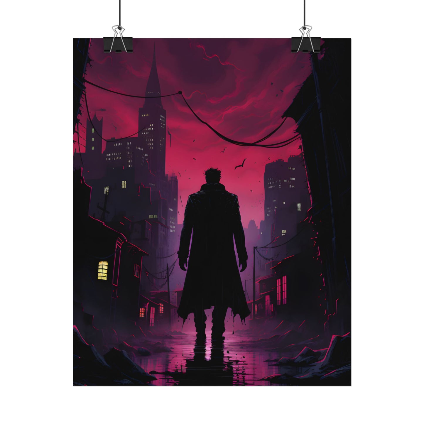 Gritty Urban Scene: Detective in Thought - Poster