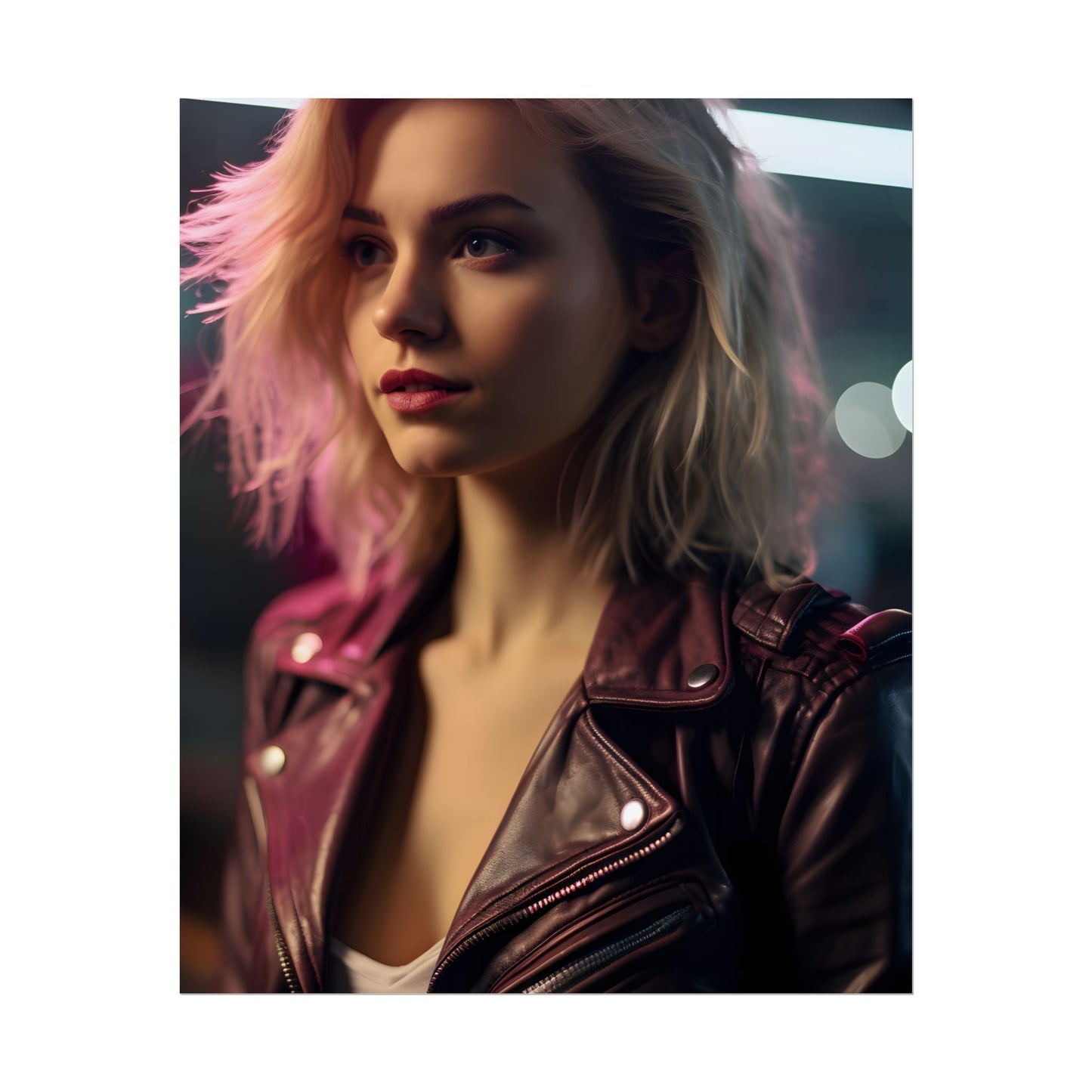 Cyberpunk Teen Close-Up: Digital Artwork - Poster