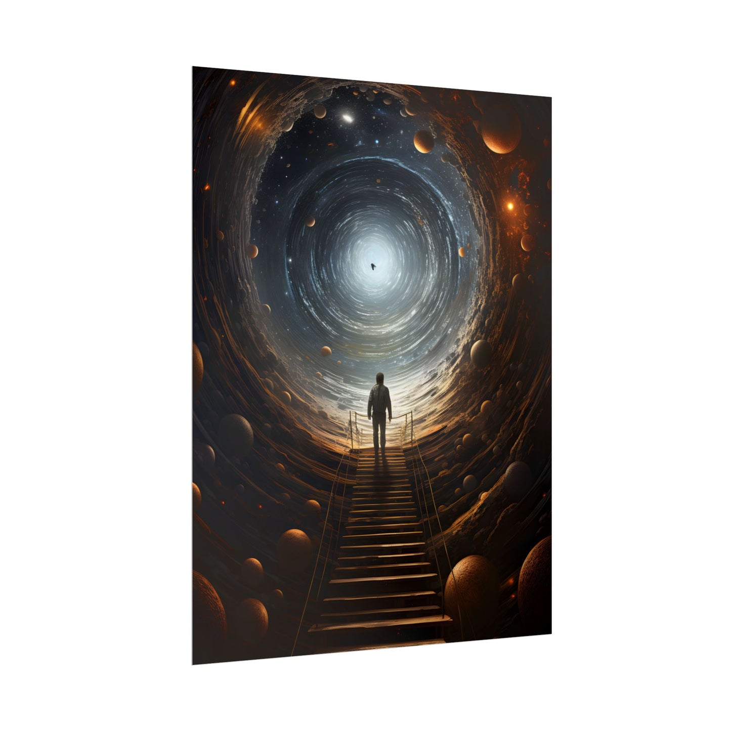 Space-Time Explorer: Intrepid Journey in Black and White - Poster