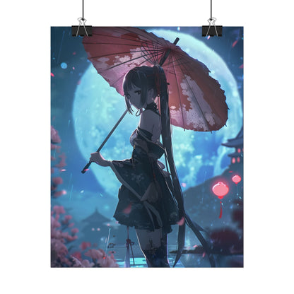 Anime Winter Girl: Gentle Snow Scene Art - Poster