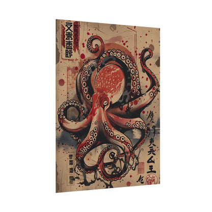 Stylized Octopus in Ukiyo-E Style: Japanese Artwork - Poster