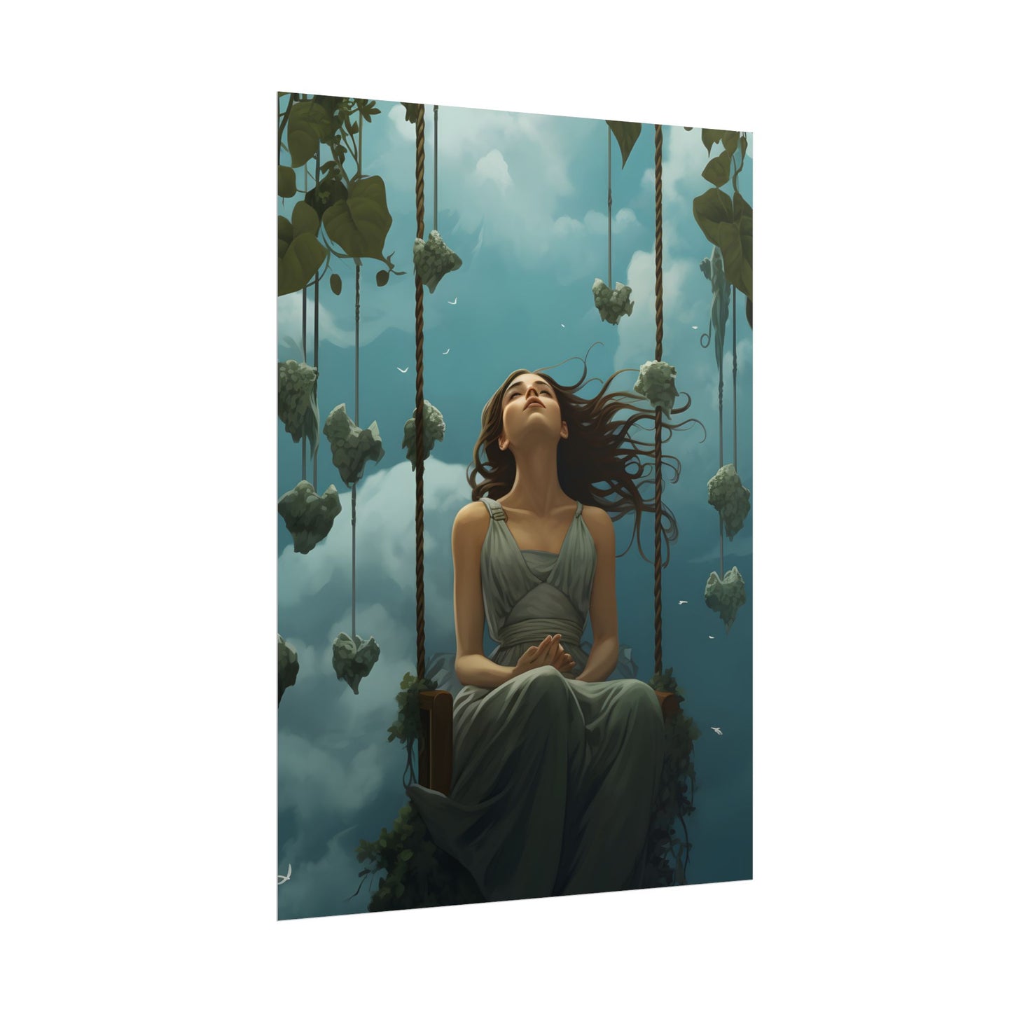 Person at Desk with Laptop: Digital Artwork - Poster