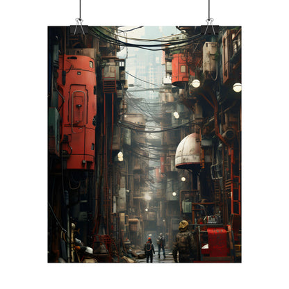 A New Era Unfolds: Post-Apocalyptic Steampunk Cityscape - Poster