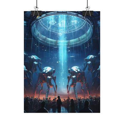 Vibrant Robot Symphony: A Harmonious Blend of Human and Robotic Musicians - Poster