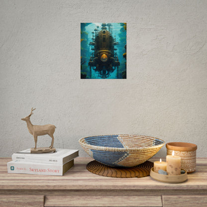 Steampunk Underwater Odyssey: Captain Nemo's Nautilu Submarine Art - Poster
