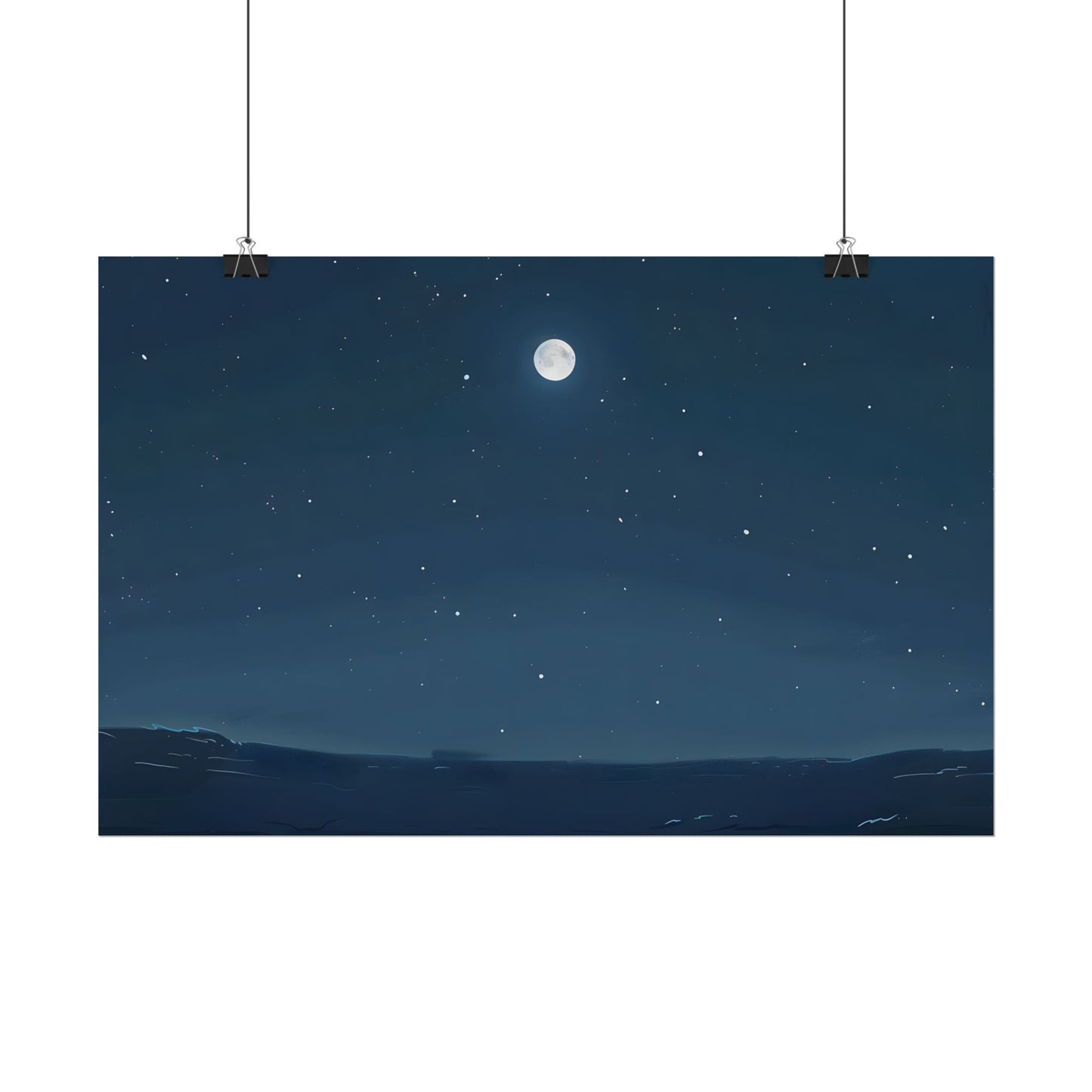 Starry Night Sky: Minimalist Beauty in Blue - Poster