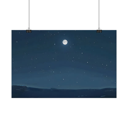 Starry Night Sky: Minimalist Beauty in Blue - Poster