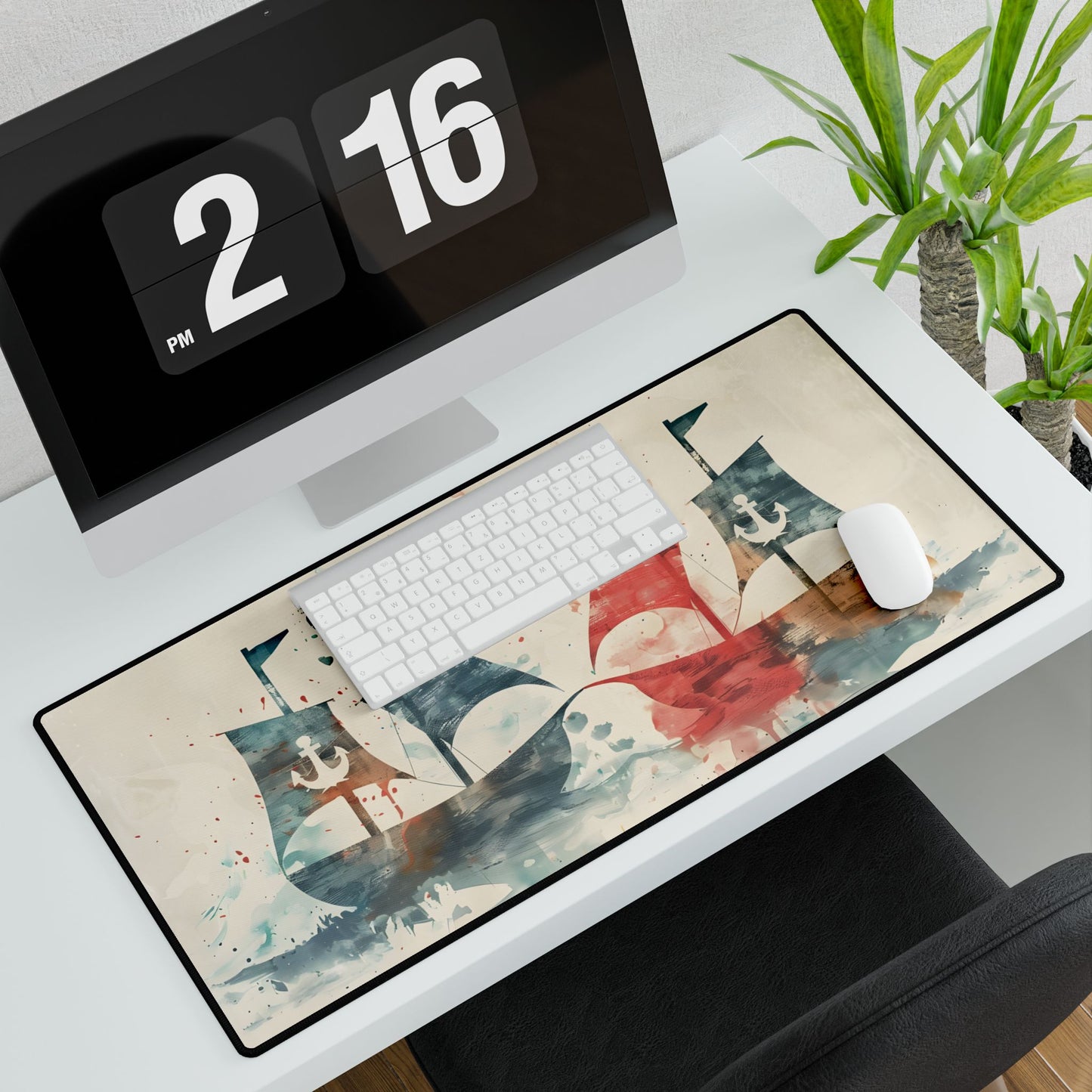 Vintage Nautical Flags: Antique Maritime Heraldry Illustration - Desk Mat
