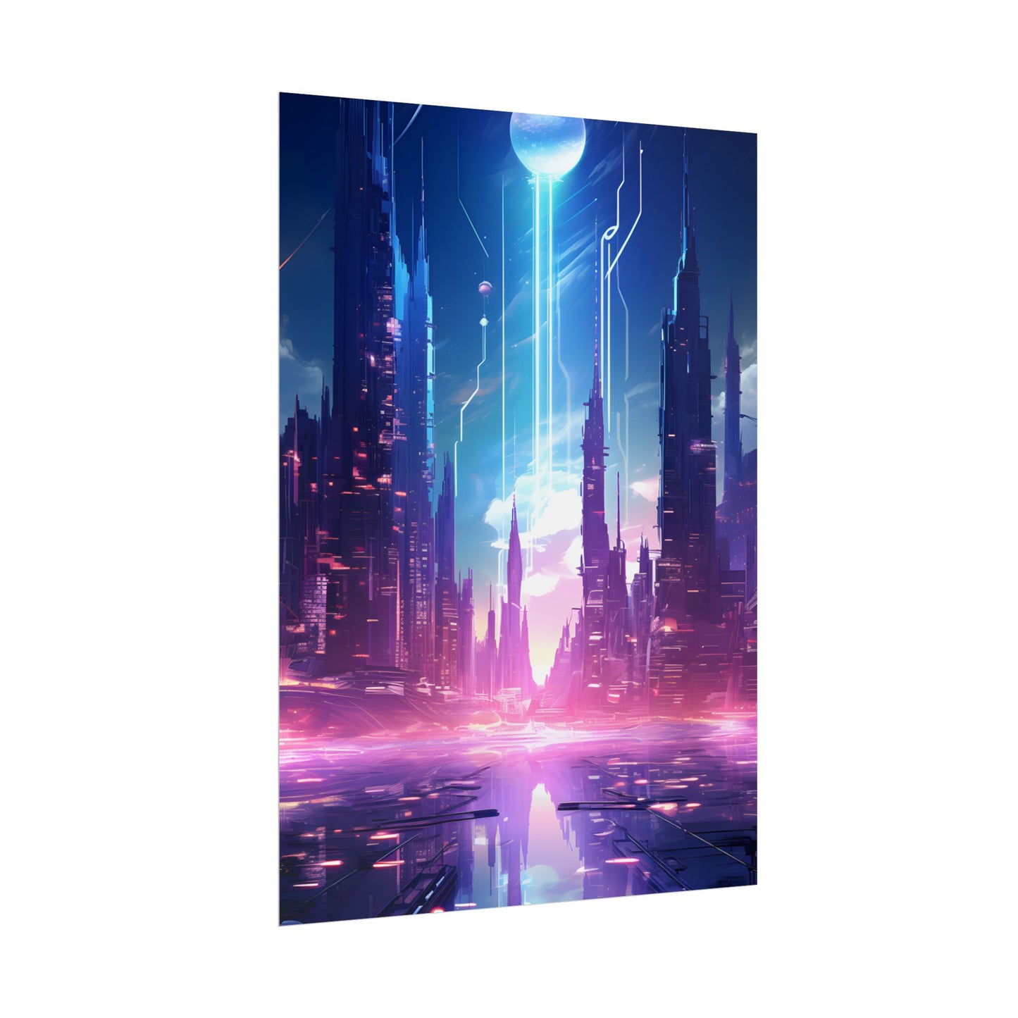 Futuristic Cityscape: Cyberpunk Dreams in a Dystopian World - Poster