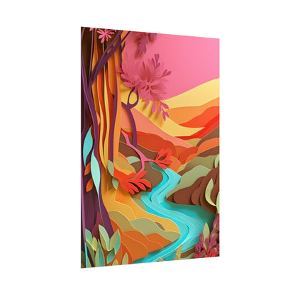Vibrant Paper Quilled Canyon: Eye-Catching Landscape Art - Poster