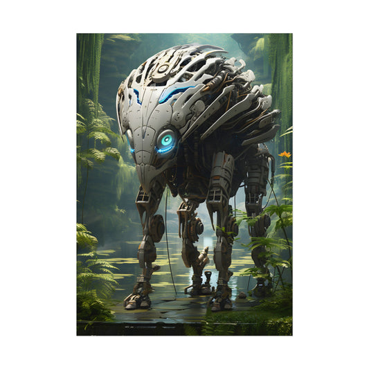 Robotic Wildlife Sanctuary: Tech Meets Nature Art - Poster
