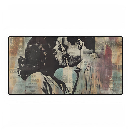 Vintage Romance: Couples in Love - Newsprint Art - Desk Mat