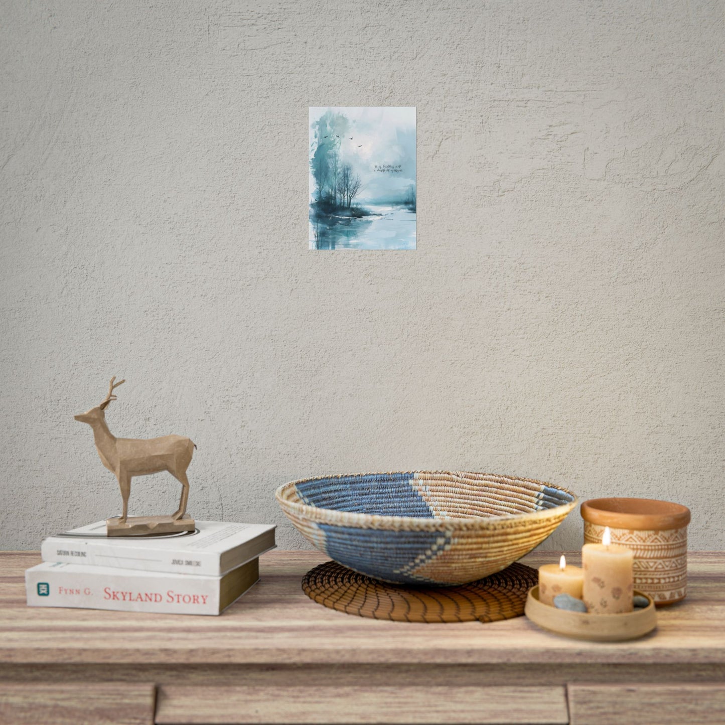 Serene Landscape: A Peaceful Nature Scene with Inspirational Quote - Poster
