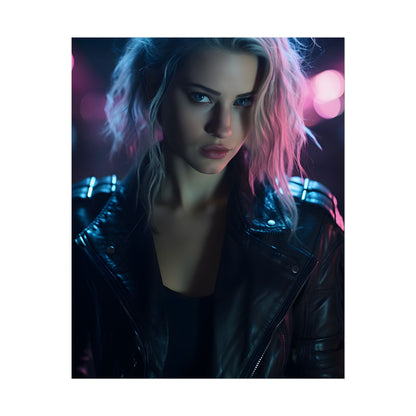 Cyberpunk Teen: Moody Expression Digital Art - Poster