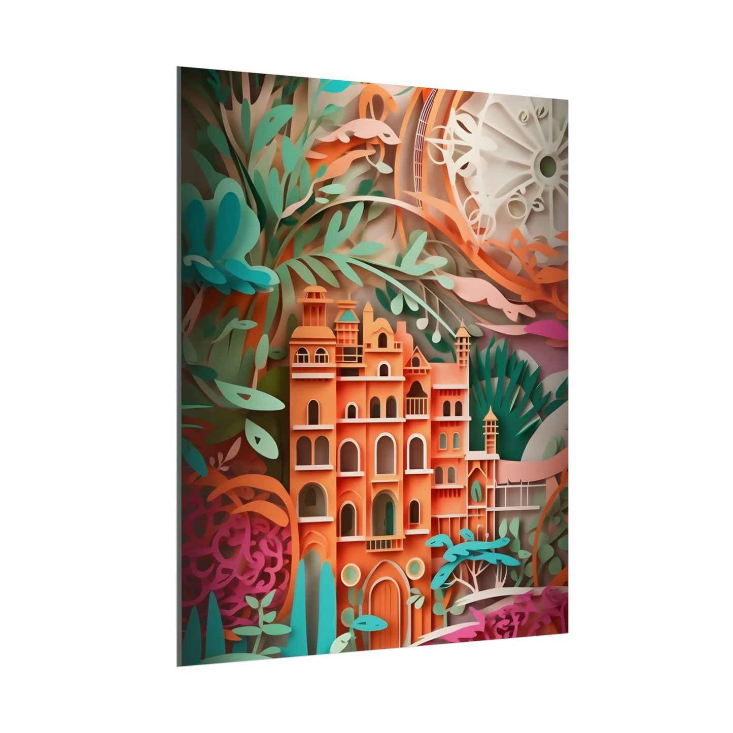 European Paper Quilled Landscape: Artistic Craftsmanship - Poster